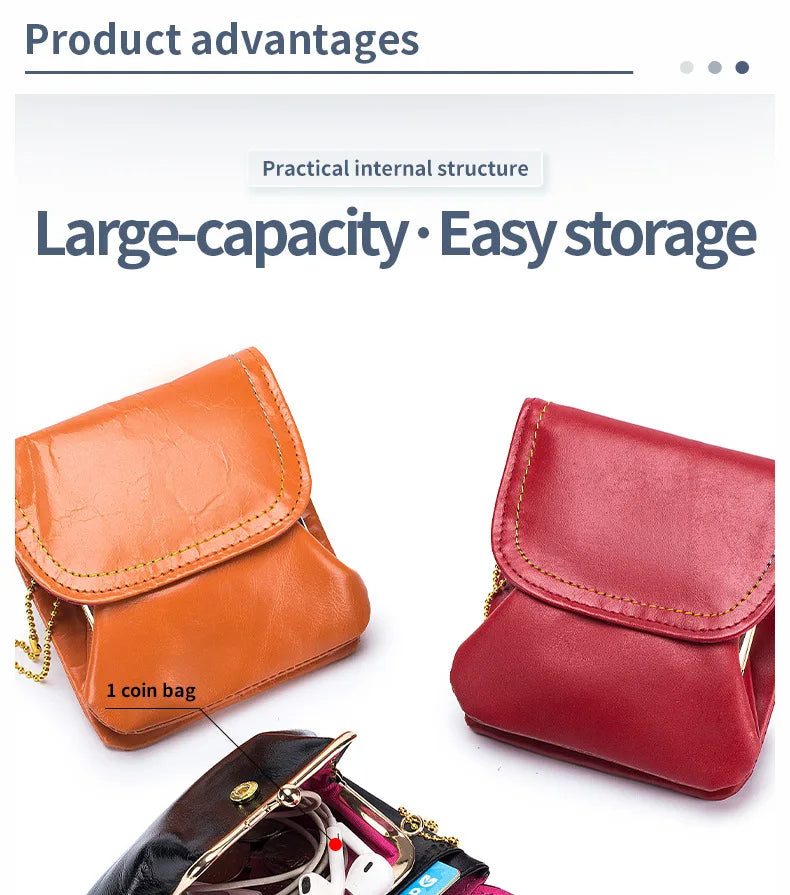 Leather Wallet Coin Purse Women's Leather Purse Coin Bag Multifunctional Change Storage Wallets Wallets For Women Handbag