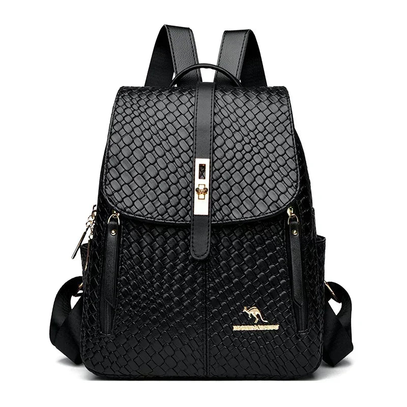 Vintage Printing Women Backpack Large Capacity with Multiple Pockets Casual Daypack Designer Leather Backpack Travel Bagpack