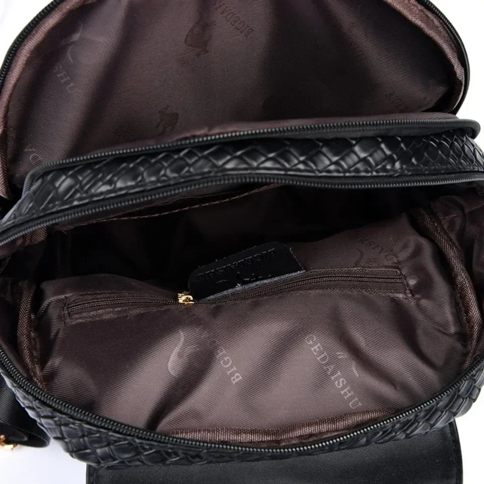 Vintage Printing Women Backpack Large Capacity with Multiple Pockets Casual Daypack Designer Leather Backpack Travel Bagpack