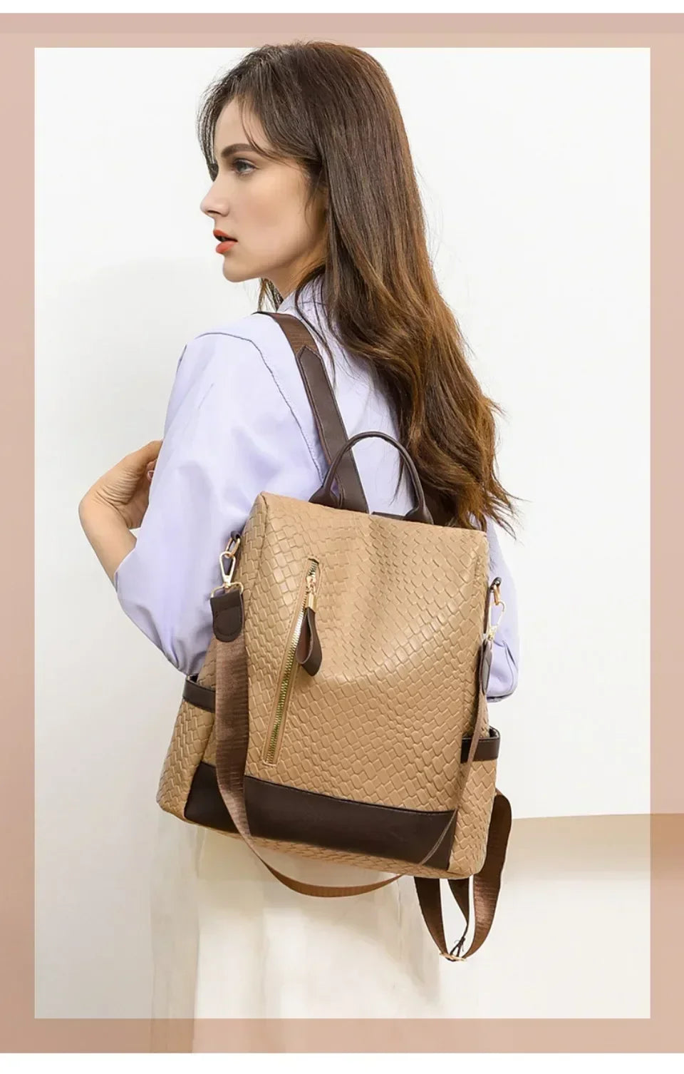 Vintage Printing Women Backpack Large Capacity with Multiple Pockets Casual Daypack Designer Leather Backpack Travel Bagpack