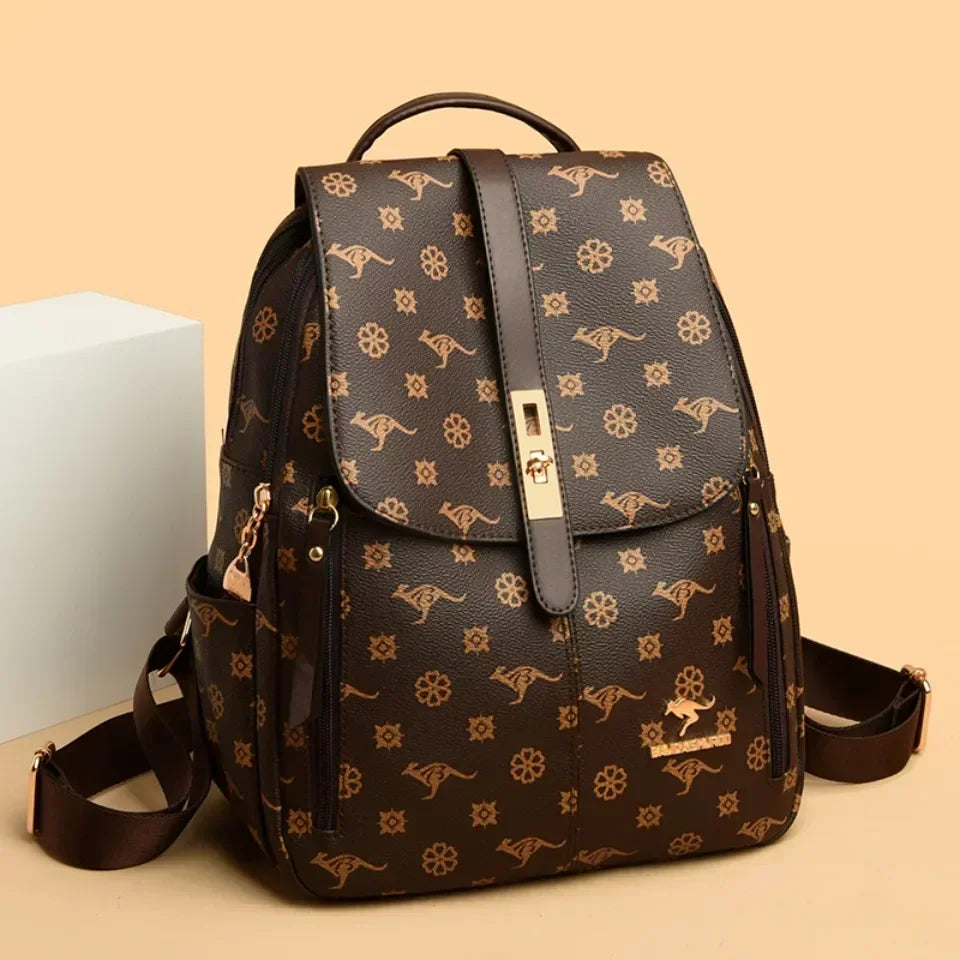 Vintage Printing Women Backpack Large Capacity with Multiple Pockets Casual Daypack Designer Leather Backpack Travel Bagpack