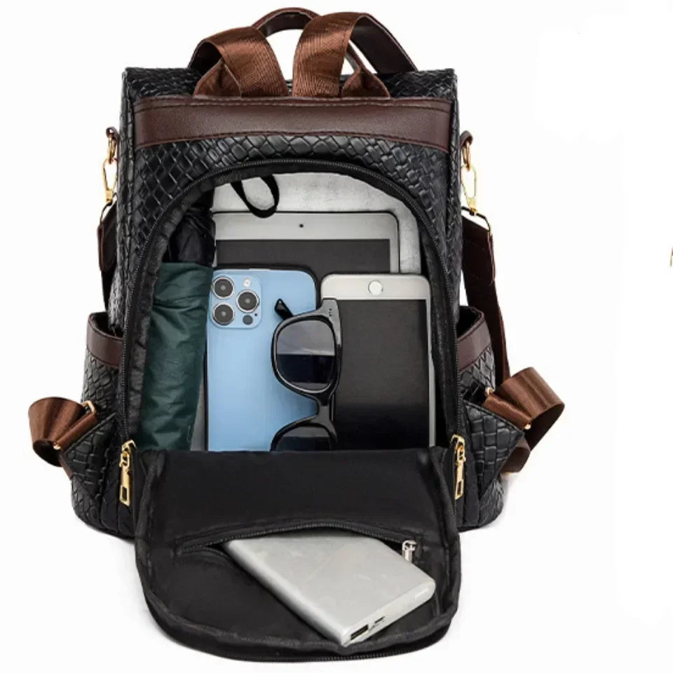 Vintage Printing Women Backpack Large Capacity with Multiple Pockets Casual Daypack Designer Leather Backpack Travel Bagpack