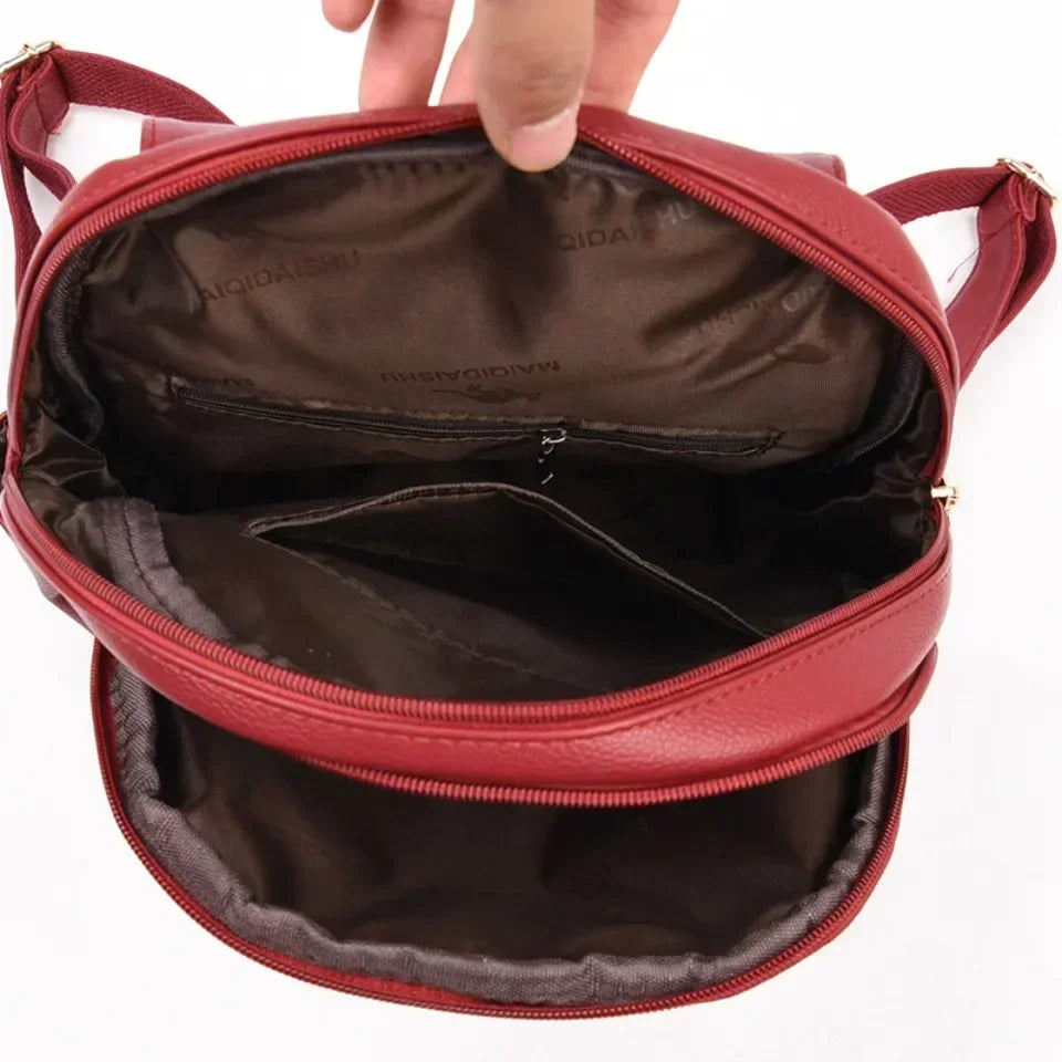 Vintage Printing Women Backpack Large Capacity with Multiple Pockets Casual Daypack Designer Leather Backpack Travel Bagpack