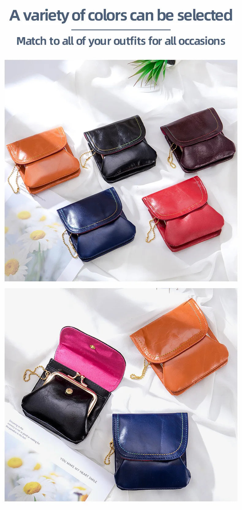 Leather Wallet Coin Purse Women's Leather Purse Coin Bag Multifunctional Change Storage Wallets Wallets For Women Handbag