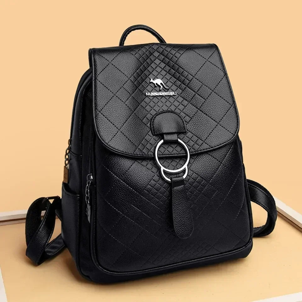 Vintage Printing Women Backpack Large Capacity with Multiple Pockets Casual Daypack Designer Leather Backpack Travel Bagpack