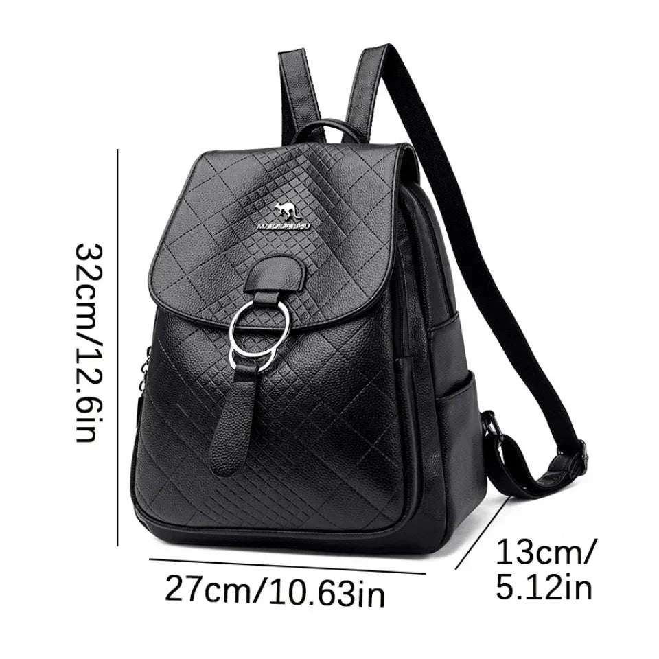 Vintage Printing Women Backpack Large Capacity with Multiple Pockets Casual Daypack Designer Leather Backpack Travel Bagpack