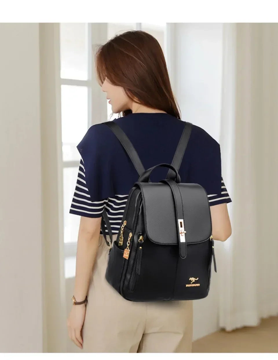 Vintage Printing Women Backpack Large Capacity with Multiple Pockets Casual Daypack Designer Leather Backpack Travel Bagpack