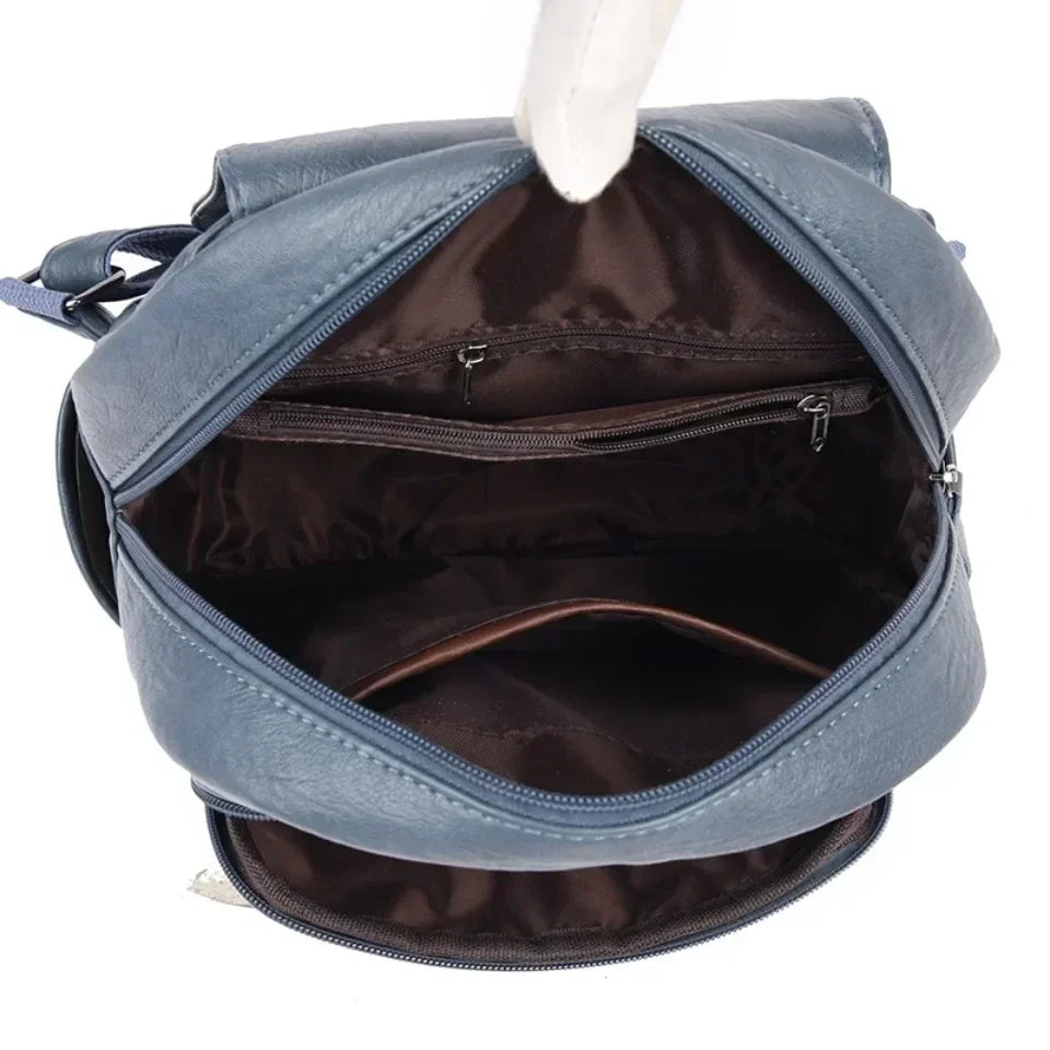 Vintage Printing Women Backpack Large Capacity with Multiple Pockets Casual Daypack Designer Leather Backpack Travel Bagpack