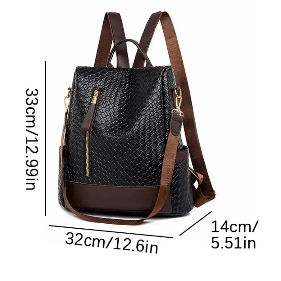 Vintage Printing Women Backpack Large Capacity with Multiple Pockets Casual Daypack Designer Leather Backpack Travel Bagpack