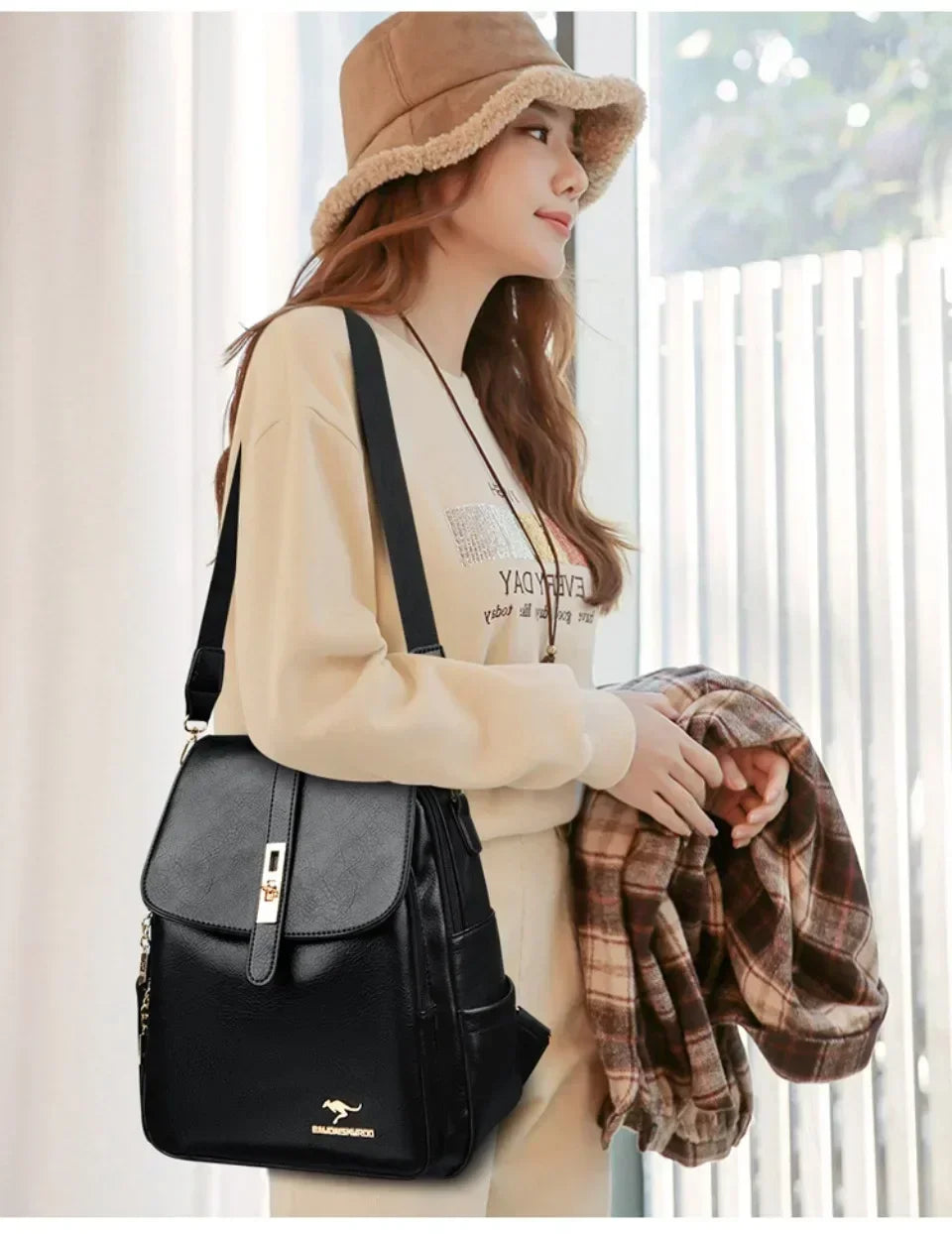 Vintage Printing Women Backpack Large Capacity with Multiple Pockets Casual Daypack Designer Leather Backpack Travel Bagpack