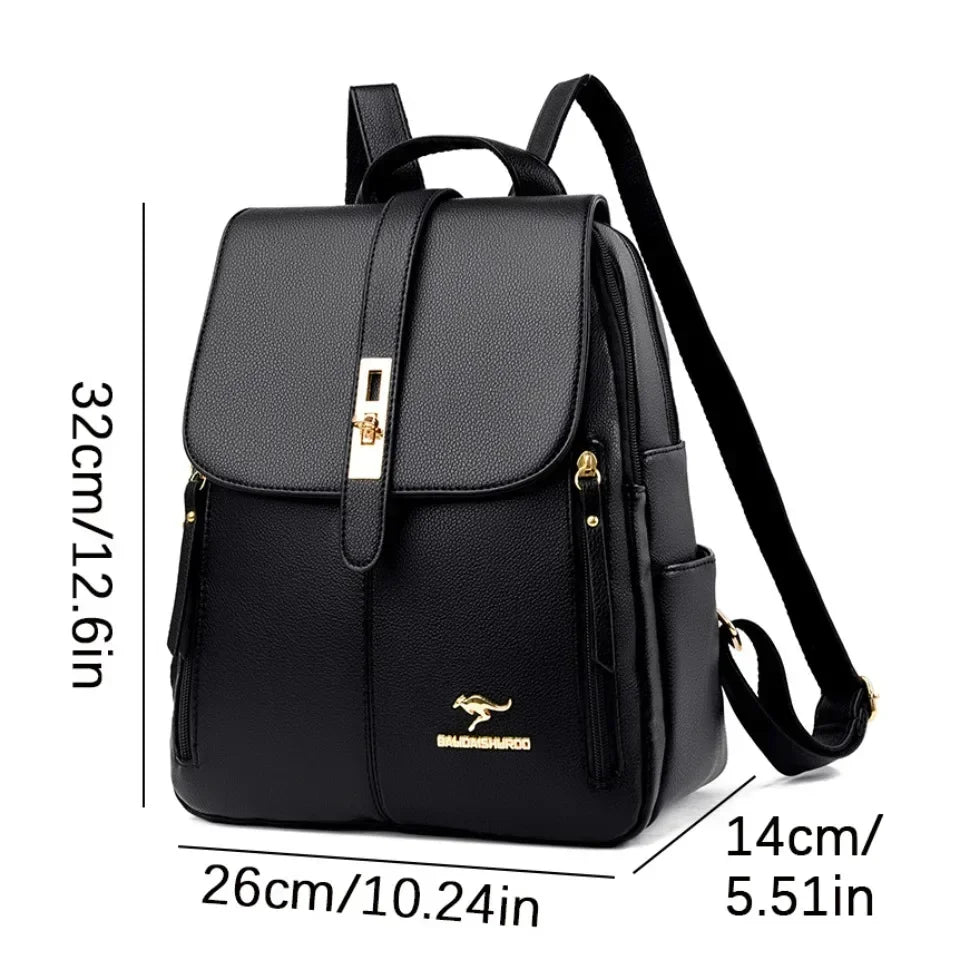 Vintage Printing Women Backpack Large Capacity with Multiple Pockets Casual Daypack Designer Leather Backpack Travel Bagpack