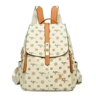 Vintage Printing Women Backpack Large Capacity with Multiple Pockets Casual Daypack Designer Leather Backpack Travel Bagpack