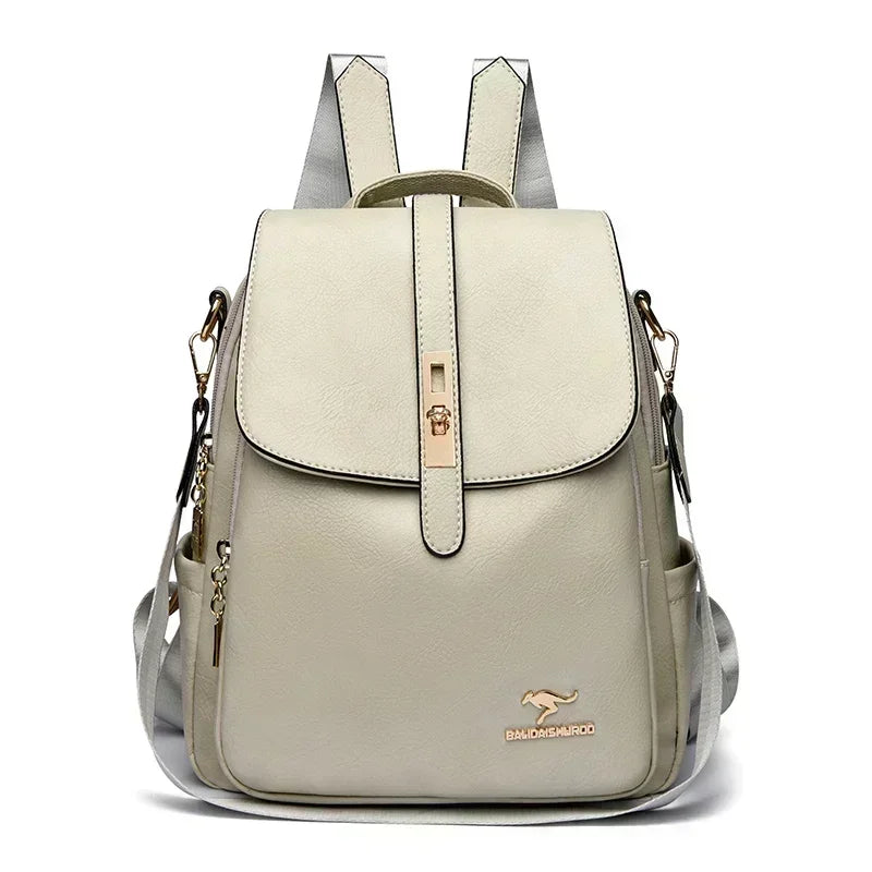 Vintage Printing Women Backpack Large Capacity with Multiple Pockets Casual Daypack Designer Leather Backpack Travel Bagpack