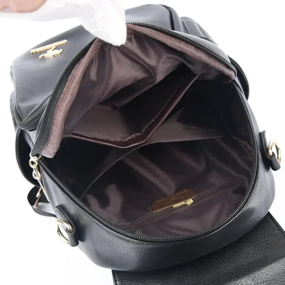 Vintage Printing Women Backpack Large Capacity with Multiple Pockets Casual Daypack Designer Leather Backpack Travel Bagpack