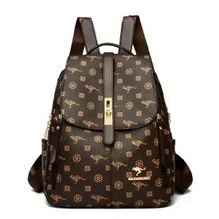 Vintage Printing Women Backpack Large Capacity with Multiple Pockets Casual Daypack Designer Leather Backpack Travel Bagpack