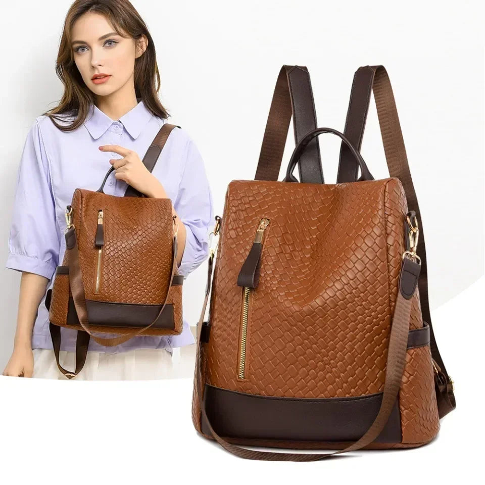 Vintage Printing Women Backpack Large Capacity with Multiple Pockets Casual Daypack Designer Leather Backpack Travel Bagpack