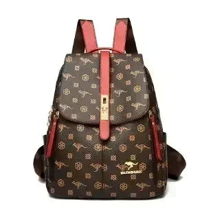 Vintage Printing Women Backpack Large Capacity with Multiple Pockets Casual Daypack Designer Leather Backpack Travel Bagpack