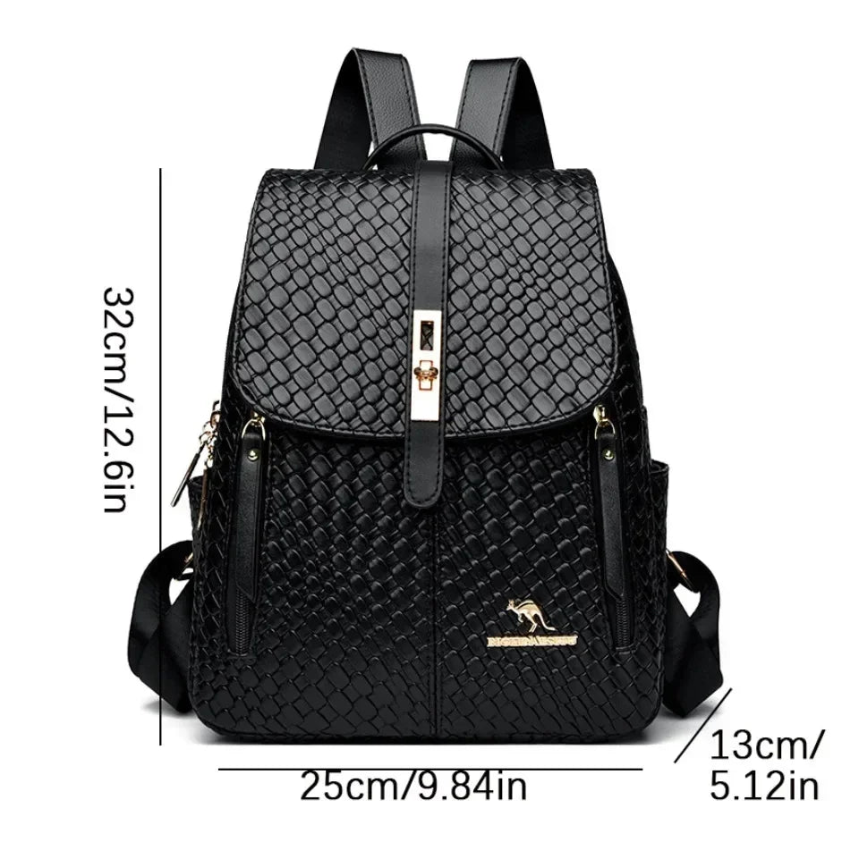 Vintage Printing Women Backpack Large Capacity with Multiple Pockets Casual Daypack Designer Leather Backpack Travel Bagpack