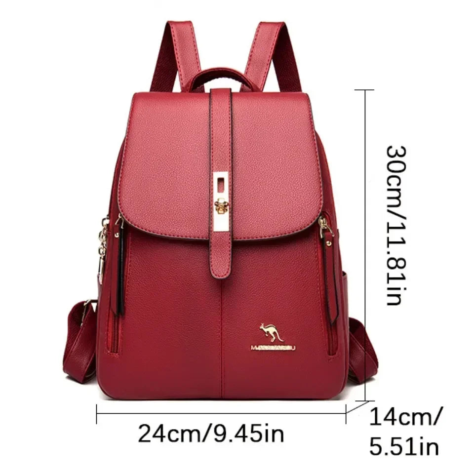 Vintage Printing Women Backpack Large Capacity with Multiple Pockets Casual Daypack Designer Leather Backpack Travel Bagpack