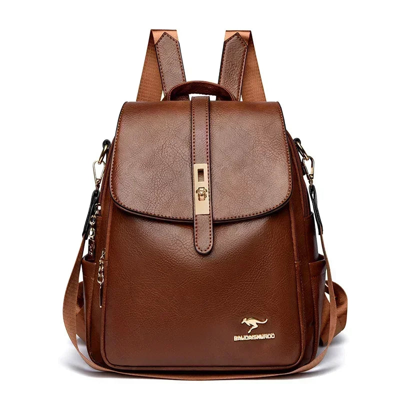 Vintage Printing Women Backpack Large Capacity with Multiple Pockets Casual Daypack Designer Leather Backpack Travel Bagpack